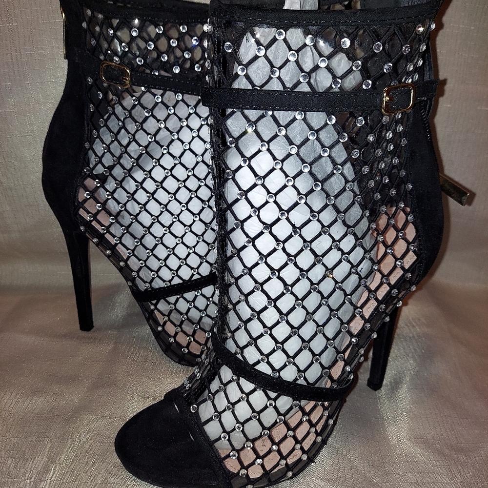 Rhinestone studded heels